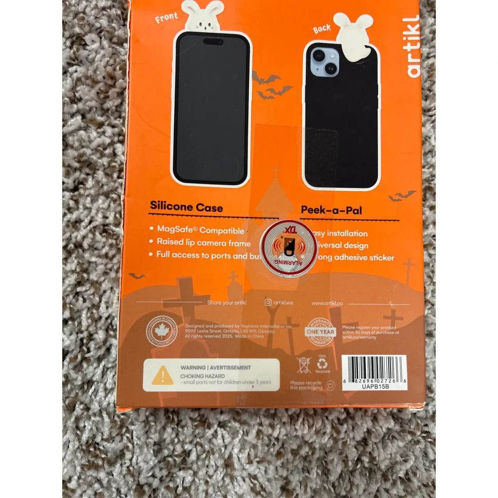 Artikl Ghost Bunny Bundle iPhone 15 14 13 MagSafe Silicone Case Black